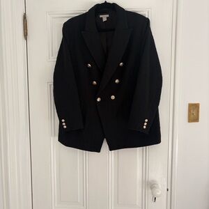 H&M Black Double-Breasted Blazer with Gold Buttons